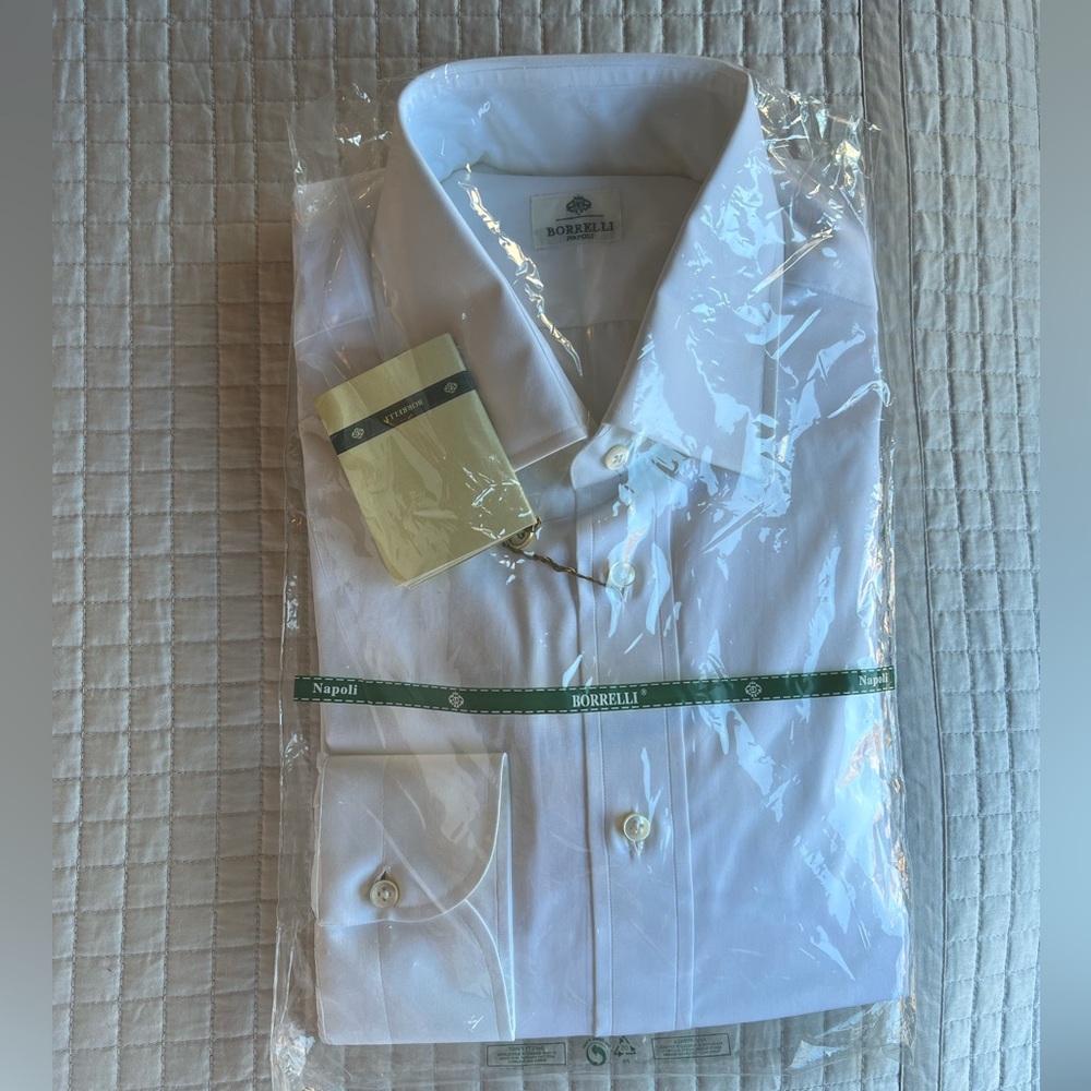 🆕 Brand new shirt. Borrelli Napoli. White. 100% cotton. Size 16/41